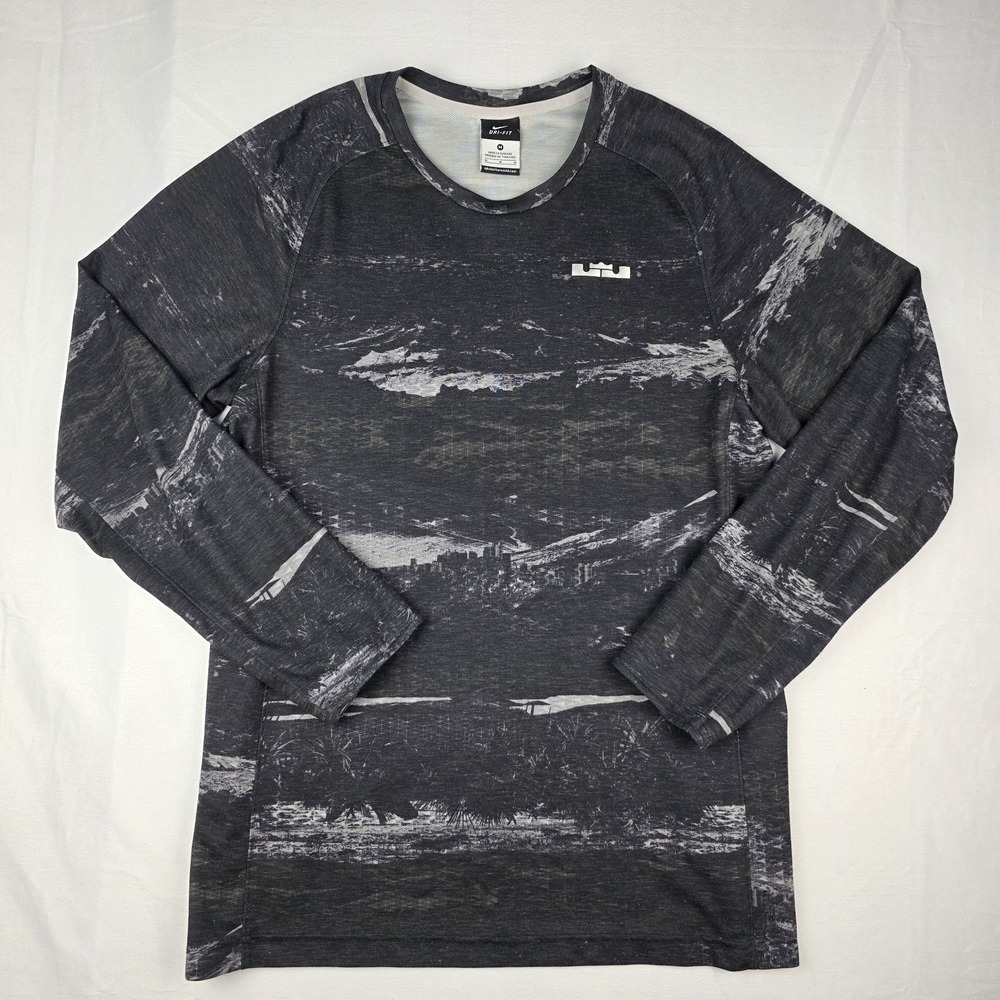 Nike LeBron James Ultimate Elite Dri Fit Long‎ Sleeve Shirt Mens M Graphic Print
